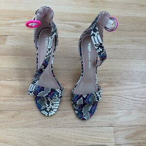 Taryn Rose Snakeskin Heels with Pink and Blue Accents
